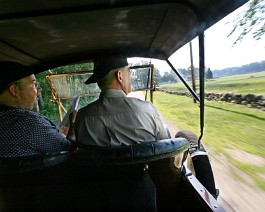 BrassAndGas 06 Bob Nauman, and Gregory Tocket, of Lewisberry, Pennsylvania drive their 1911 Cadillac on the roads in Exeter.