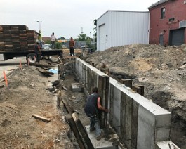 New Showroom Provicence 2017 IMG_5616 The upright forms are removed exposing the finished wall.