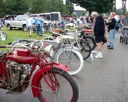 Rhinebeck 2010 100_0656 Some of the early motorcycles displayed in the "Legendary Timeline" show on Saturday morning.