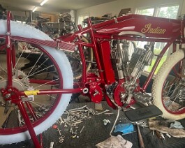 1915 Indian V-Twin 2025-07-01 1817 Right side view with the oil bag fitted to the frame.