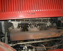 1927 American LaFrance Type 145 Pumper PA280019 Left side view of the "Big Six" engine compartment. 130 horsepower, 5 1/2" bore, 6" stroke.